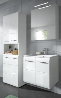 Badmöbel Set Cover in weiß Hochglanz 3-teilig 135 cm