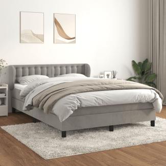 vidaXL Boxspringbett mit Matratze Hellgrau 140x190 cm Samt 3127727