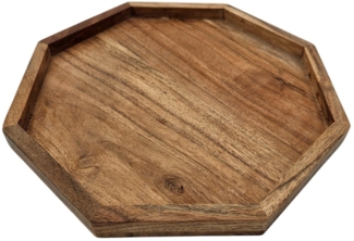 Meinposten Dekotablett Tablett Dekotablett Achteckig Akazie 25 cm Holztablett Kerzentablett (1 St)