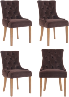 CLP 4er Set Esszimmerstuhl Aberdeen Samt Antikes Design mit Gestell aus Kautschukho,braun antik-hell
