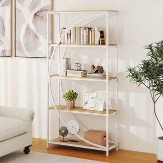 COSTWAY Bücherregal, 1-tlg, geometrisches Büroregal Metallrahmen 86 x 30 x 175 cm