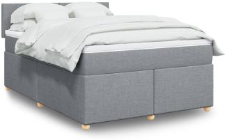 vidaXL Boxspringbett mit Matratze Hellgrau 140x200 cm Stoff 3288996