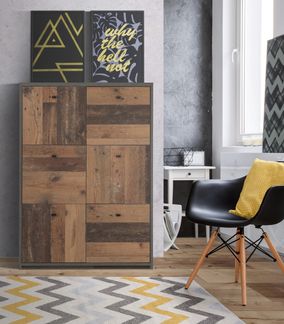 FORTE Best Chest Kommode, Holzwerkstoff, Grau/Braun, 77,1 x 112,5 x 29,6 cm