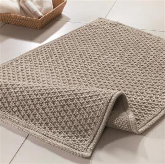 Spirella Badteppich Badematte Perla Duschvorleger | rutschhemmend | geeignet für Fußbodenheizung | 50x80 cm | Beige