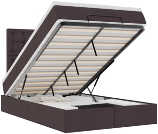 vidaXL Ottoman-Bett mit Matratze & LEDs Dunkelbraun 120x200 cm Stoff 3314165
