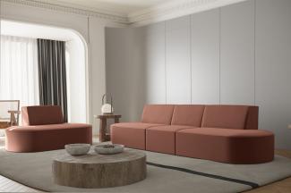 Sofaset Designersofa Set 3-1 MILOT in Stoff Opera Velvet Rotbraun