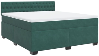 vidaXL Boxspringbett mit Matratze Dunkelgrün 180x200 cm Samt 3286387
