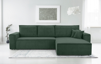 AX LIVING Dunkelgrün Cord Couch Form – Cedria L Wohnlandschaft 287cm
