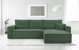 AX LIVING Dunkelgrün Cord Couch Form – Cedria L Wohnlandschaft 287cm