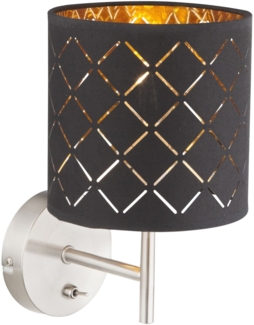 Wandlampe Innen mit Schalter Wandleuchte Textil Lampenschirm Gold 15229W