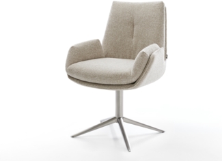 Drehstuhl Clea-Flex Webstoff Soft Beige Fußkreuz Edelstahl 360° drehbar Wippfunktion