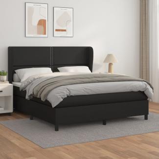 vidaXL Boxspringbett mit Matratze Schwarz 160x200 cm Kunstleder 3128979