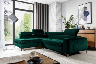 99rooms Dali Ecksofa Velours SALVADOR Dunkelgrün Links mit