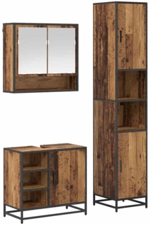 vidaXL Badezimmermöbel-Set mit Regal 3 pcs Altholz Holzwerkstoff 3402438