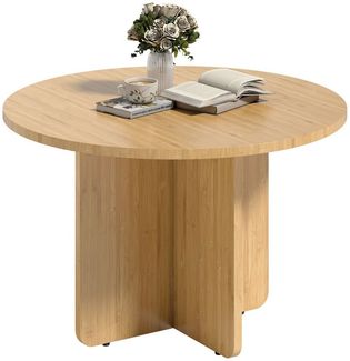 HOMCOM Couchtisch Rund Ø66 cm Wohnzimmertisch aus Bambus (Beistelltisch, 1-St, Kaffeetisch), bis 120 kg Belastbar für Wohnzimmer, Schlafzimmer, Natur