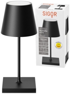 SIGOR LED Tischleuchte stilvolle Akku-Tischlampe Nuindie Mini, LED fest integriert, Warmweiß, Extra-Warmweiß, elegante, kabellose Schreibtischlampe