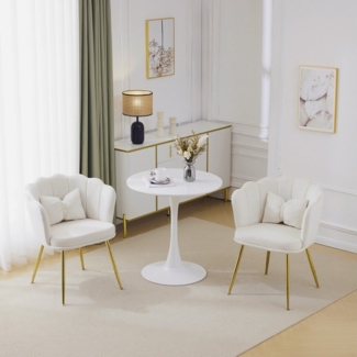 HAUSS SPOLE Esszimmerstuhl Polsterstuhl Relaxsessel mit Dekokissen, Metallbeinen Gold, Samt (Freizeitsessel mit Kissen,Sessel,Ohrensessel,Armlehnstuhl, 2 St), für Wohnzimmer, Schlafzimmer, Büro, Wartezimmer.