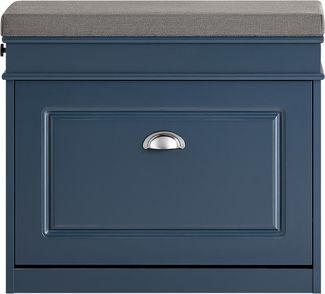 SoBuy FSR82-K-B Schuhbank, MDF, Lackiert, Dunkelblau, 60 x 52 x 24 cm