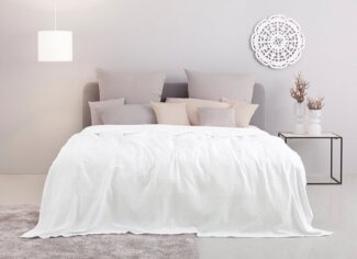 my home Tagesdecke Mira, leichte Tagesdecke aus 100% Baumwolle, uni Überwurf, ohne Füllung