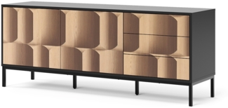 Vicco 'Eliza' Lowboard, mit 3 Schubladen, Holz Schwarz/Eiche, 60 x 40 x 150 cm