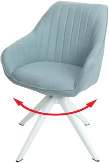 Esszimmerstuhl HWC-K27, Küchenstuhl Stuhl mit Armlehne, drehbar Stoff/Textil ~ mint-grün