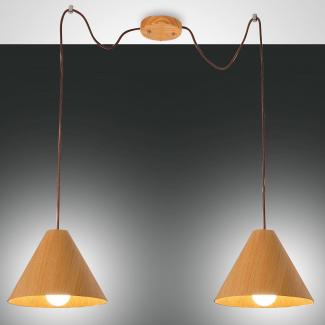 FABAS LUCE No. 3630-46-130 Pendelleuchte Esino 25cm 2-flammig Holz Walnussfarben