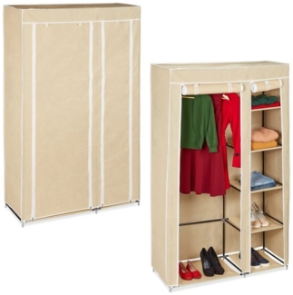 2 x Stoffschrank Kleiderstange beige 10033918