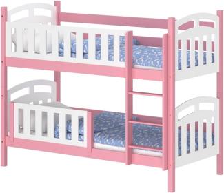 WNM Group Kinderbett mit Rausfallschutz Suzie - aus Massivholz - Hochbett fr Mdchen und Jungen - Absturzsicherung Hochbett - Kinderhochbetten 200x90 cm - Rosa