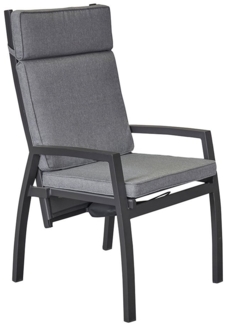 Gartenstuhl Sondrino, Aluminium, Anthrazit, Silber, Grau, 58 x 110 x 72 cm