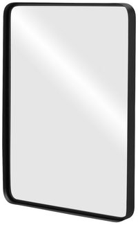 COSTWAY 76,5x56,5 cm Wandspiegel mit schwarzem Metallrahmen, Badezimmerspiegel horizontal oder vertikal hängend, geeignet für Badezimmer und Flur