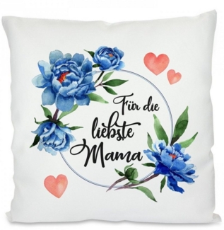 Herzbotschaft Dekokissen Kissen mit einseitigem Motiv Für die liebste Mama, Kissenhülle mit Füllung