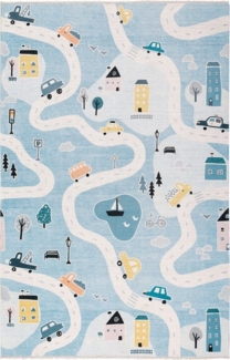 Tesso Living Kinderteppich BONNY Spielteppich bedruckt, Kinderzimmer, verschiedene tolle Motive, Rechteckig, Hüpfkästchen, Dinos, Straßenteppich, Tiere der Welt