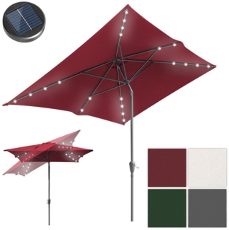 Clanmacy Sonnenschirm Sonnenschirm Rechteckig,Kurbel,Knickbar,neigbar,1.4x2.1m,LED,Rot