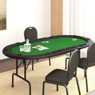 vidaXL Pokertisch Klappbar 10 Spieler Grün 206x106x75 cm 80402