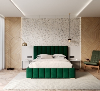 FDM Polsterbett Stauraumbett Bettgestell 90x200, 120x200, 140x200, 160x200, 180x200cm (MADE IN EU - mit hochwertigem Velours Bezug, Bettrahmen, Bett, Optional mit Matratze bestellbar, mit großen gepolsterten Kopfteil, mit Bettkasten zum aufklappen), Me...