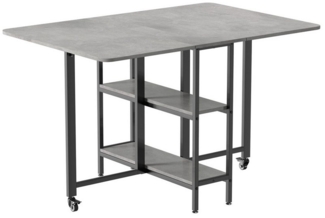 Mondeer Esstisch Klappbarer (1 Tisch), Gestell aus Metall, mit Zwei offene Ablagefächer, Breite 120cm