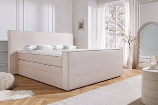riess-ambiente Boxspringbett SIGNUM 180x200cm beige · Cord inkl. Topper & Matratzen · Bettkasten (Einzelartikel, 1-St), Bonell- & Taschenfederkern · Scandinavian Design · Doppelbett