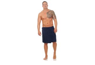 CLASS HOME COLLECTION Saunatuch Herren Frottee Saunakilt Saunatuch Klettverschluss Sarong 50x136 cm, 100% Baumwolle (1-St), mit Klettverschluss