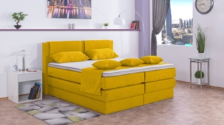 Meisterbetten Boxspringbett Dora 240x220 in W-Yellow, Matratzenbezug Nano, Komfortschaum-Topper