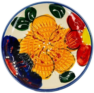 Kaladia Multireibe 12cm Reibeteller mit bunten Blumen, Keramik, handbemalte Küchenreibe - Made in Spain