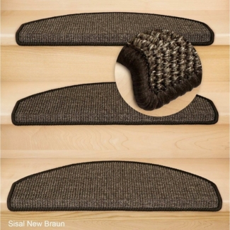 Metzker® Stufenmatte Stufenmatten Sisal New Halbrund Braun 18 Stück, halbrund, Höhe: 6 mm, Naturprodukt
