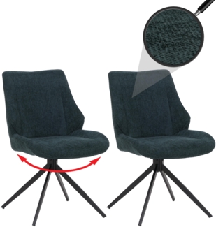 2er-Set Esszimmerstuhl HWC-O48, Küchenstuhl, drehbar Auto-Return, Stoff/Textil Chenille (320g/m²) Öko-Tex ~ petrol-grün