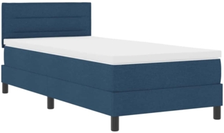 vidaXL Boxspringbett mit Matratze mit Matratze Blau 90 x 200 cm Stoff 3338586