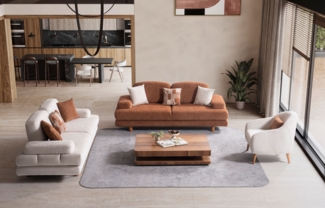 Sitzgruppe/Sofa Set - Wohnzimmergarnitur "Helios" 3+3+1+1-Braun