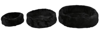 Lammfell Tierbett - SCHWARZ KURZE WOLLE Größe: Klein Ø 40 cm