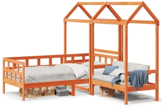 vidaXL Tagesbett Set mit Dach Wachsbraun 90x200 cm Massivholz Kiefer 3282245
