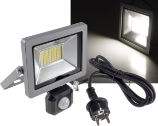 LED-Fluter SlimLine "CTF-SLT30 PIR"30W, IP44, 2960lm, 4200K, Bewegungsmelde