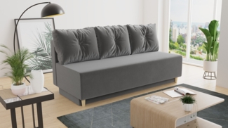 Schlafsofa Mico - Sofa mit Bettkasten, Couch mit Schlaffunktion, Bettfunktion, Bettsofa mit Bonell-Ferderkern, Velours (Grau (Kronos 22))