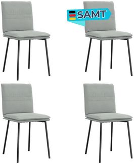 Esszimmerstühle VERA 4er Set Hellgrau Samt | Polsterstühle Küchenstuhl Wohnzimmerstühle Essstühle bequem