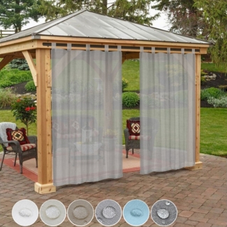 Qelus Outdoorgardine Wasserdicht Outdoorvorhänge,Sonnenschutz balkon Gardine Garn Garten, (2 St), mit Abnehmbaren Schlaufen FÜR Veranda Terasse